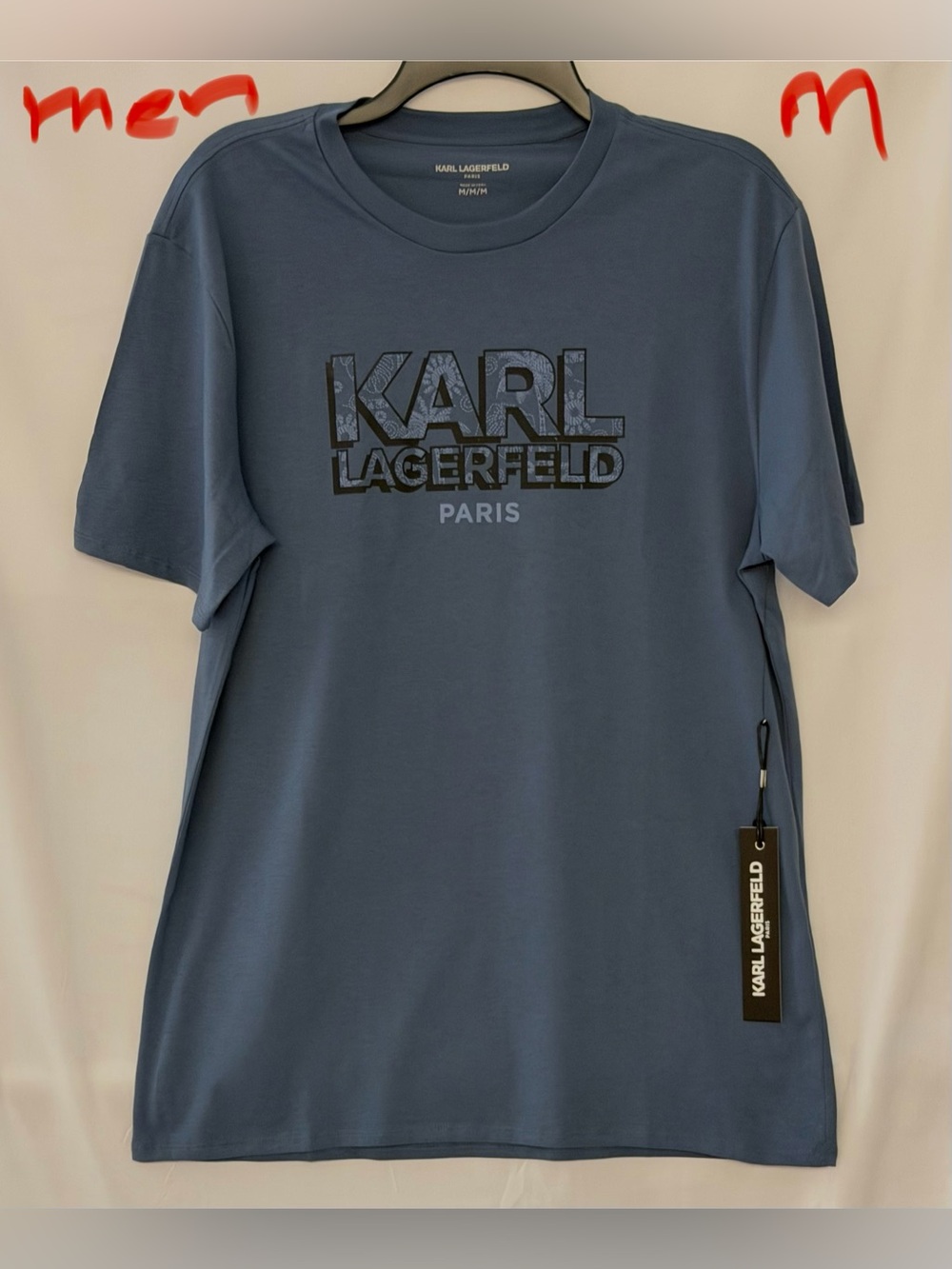 Karl Lagerfeld Men's Blue Logo Short Sleeve Tee
